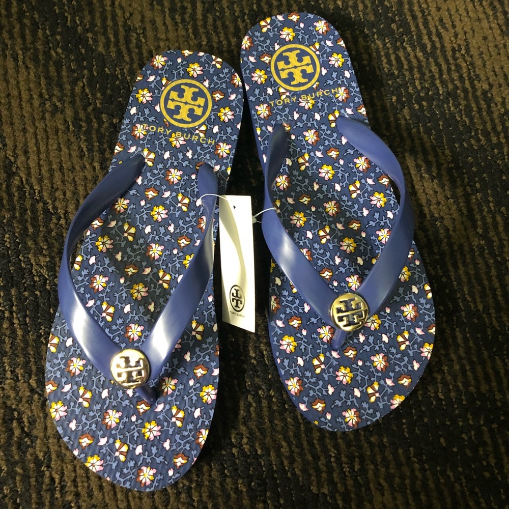 Tory Burch floral  flip flops